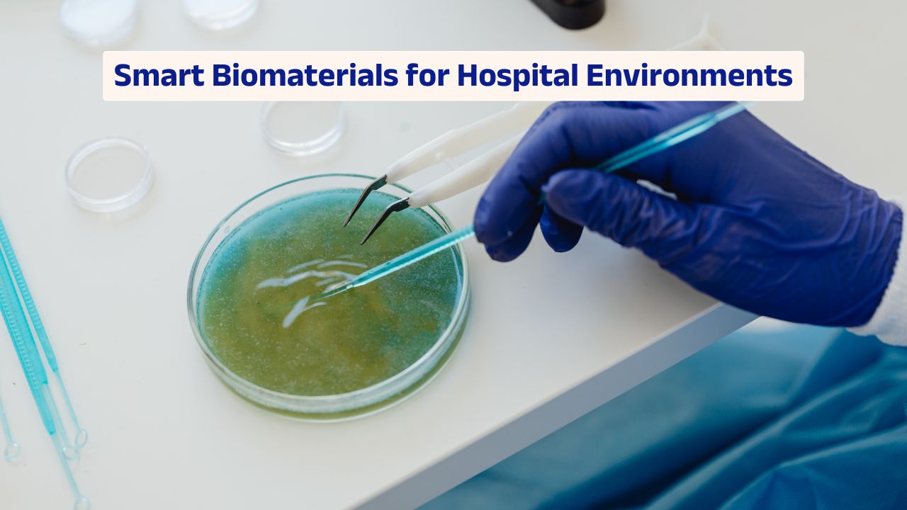 Smart biomaterials for hospital environments integrated into modern healthcare infrastructure
